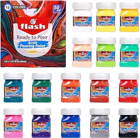 Flash Acrylic Pouring Paints - Set of 16 - 50ml each