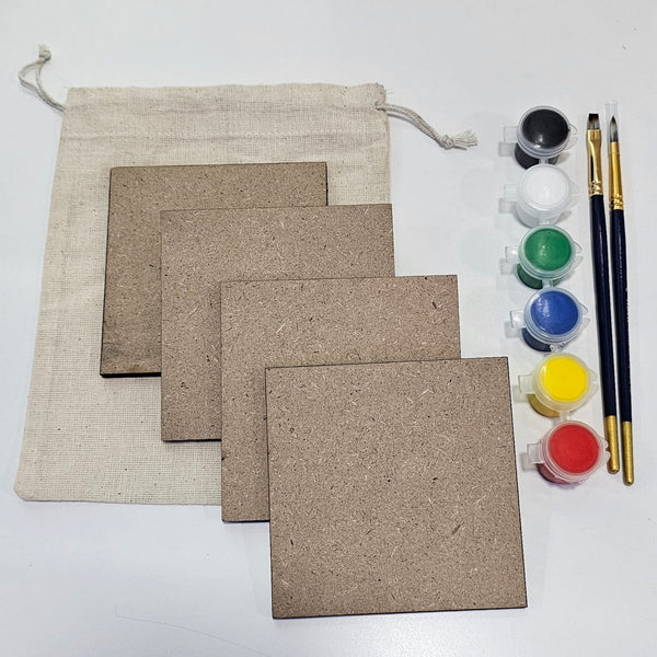 DIY Square MDF Coasters set of 4