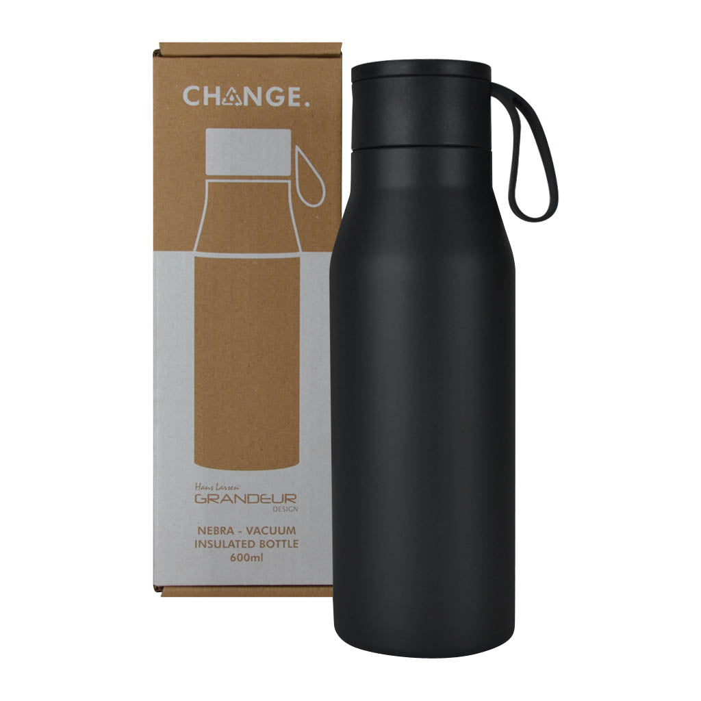 NEBRA - CHANGE Collection Vacuum Bottle with Loop - 600ml - Black